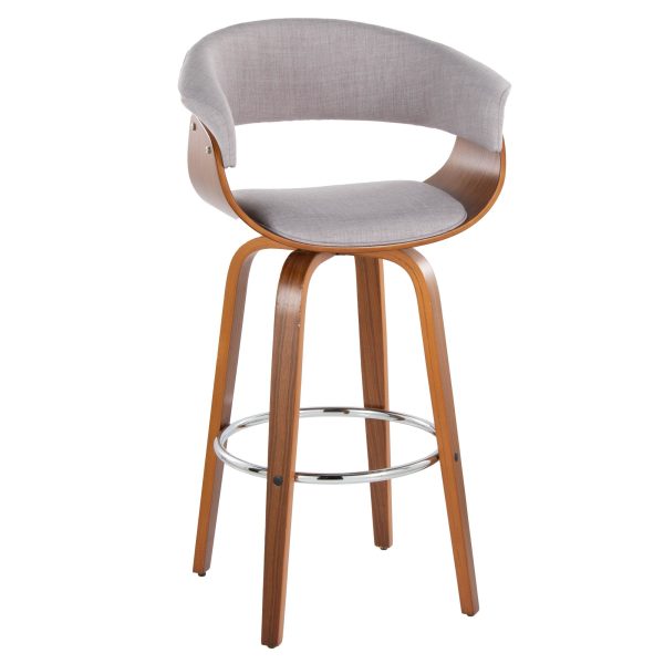 Vintage Mod 30 Mid Century Modern Swivel Barstool WalnutStone Set of 2 8