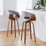 Vintage Mod 30 Mid-Century Modern Walnut/Grey Swivel Barstools (Set of 2) 11 Vintage Mod 30 Mid-Century Modern Walnut/Grey Swivel Barstools (Set of 2)