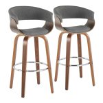 Vintage Mod 30 Mid-Century Modern Walnut/Grey Swivel Barstools (Set of 2) 12 Vintage Mod 30 Mid-Century Modern Walnut/Grey Swivel Barstools (Set of 2)