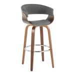 Vintage Mod 30 Mid-Century Modern Walnut/Grey Swivel Barstools (Set of 2) 13 Vintage Mod 30 Mid-Century Modern Walnut/Grey Swivel Barstools (Set of 2)