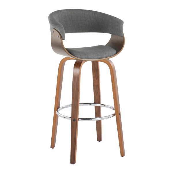 Vintage Mod 30 Mid Century Modern WalnutGrey Swivel Barstools Set of 2 3