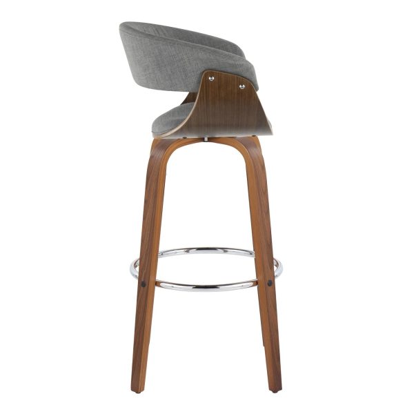 Vintage Mod 30 Mid Century Modern WalnutGrey Swivel Barstools Set of 2 4