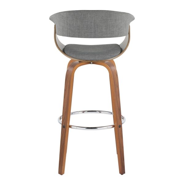 Vintage Mod 30 Mid Century Modern WalnutGrey Swivel Barstools Set of 2 6