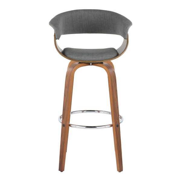 Vintage Mod 30 Mid Century Modern WalnutGrey Swivel Barstools Set of 2 7