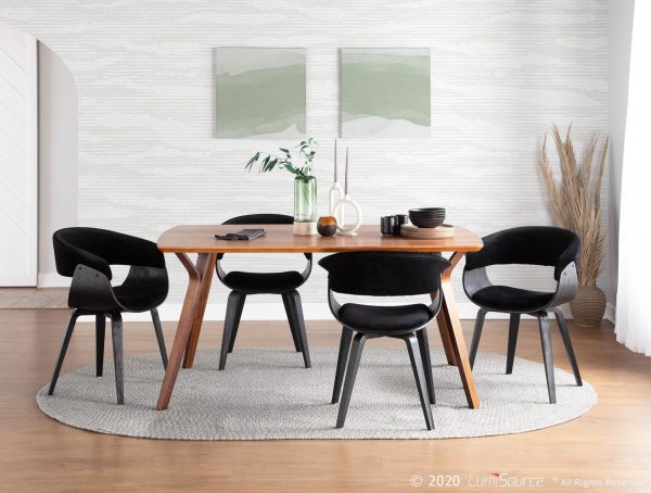 Vintage Mod Black Velvet Mid Century Modern Accent Chairs Set of 2 1