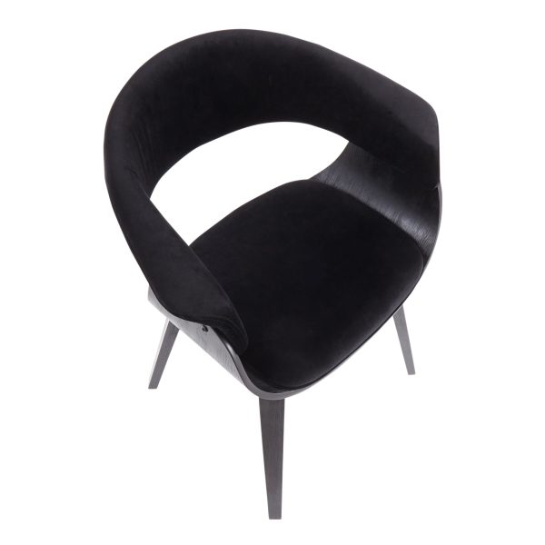 Vintage Mod Black Velvet Mid Century Modern Accent Chairs Set of 2 11