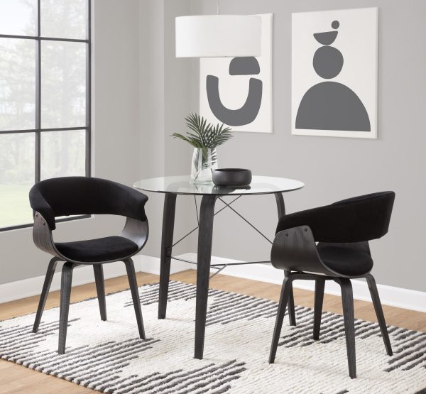 Vintage Mod Black Velvet Mid Century Modern Accent Chairs Set of 2 4