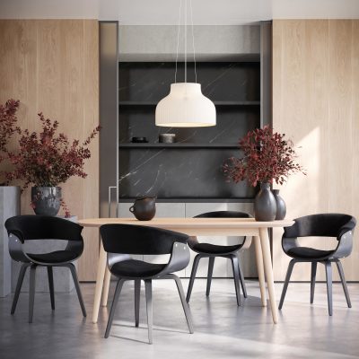 Vintage Mod Black Velvet Mid-Century Modern Accent Chairs (Set of 2)