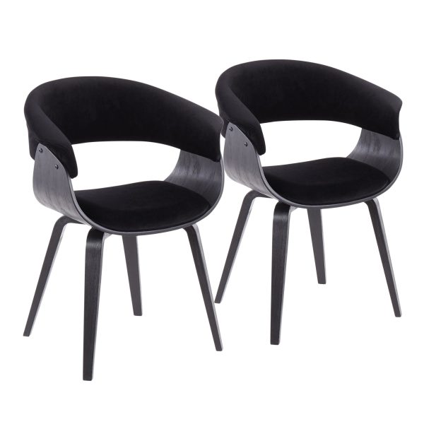 Vintage Mod Black Velvet Mid Century Modern Accent Chairs Set of 2 5