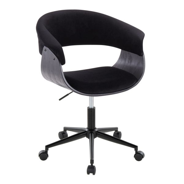 Vintage Mod Black Velvet Mid Century Modern Office Chair 2
