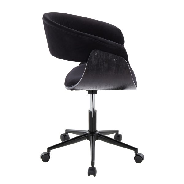 Vintage Mod Black Velvet Mid Century Modern Office Chair 3