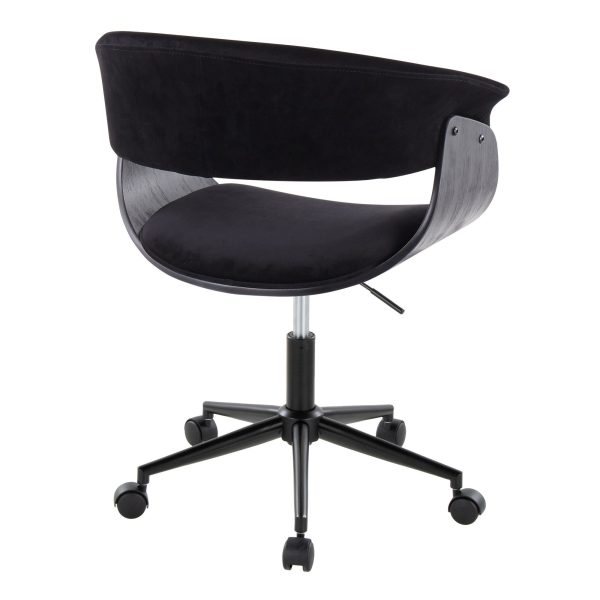 Vintage Mod Black Velvet Mid Century Modern Office Chair 4
