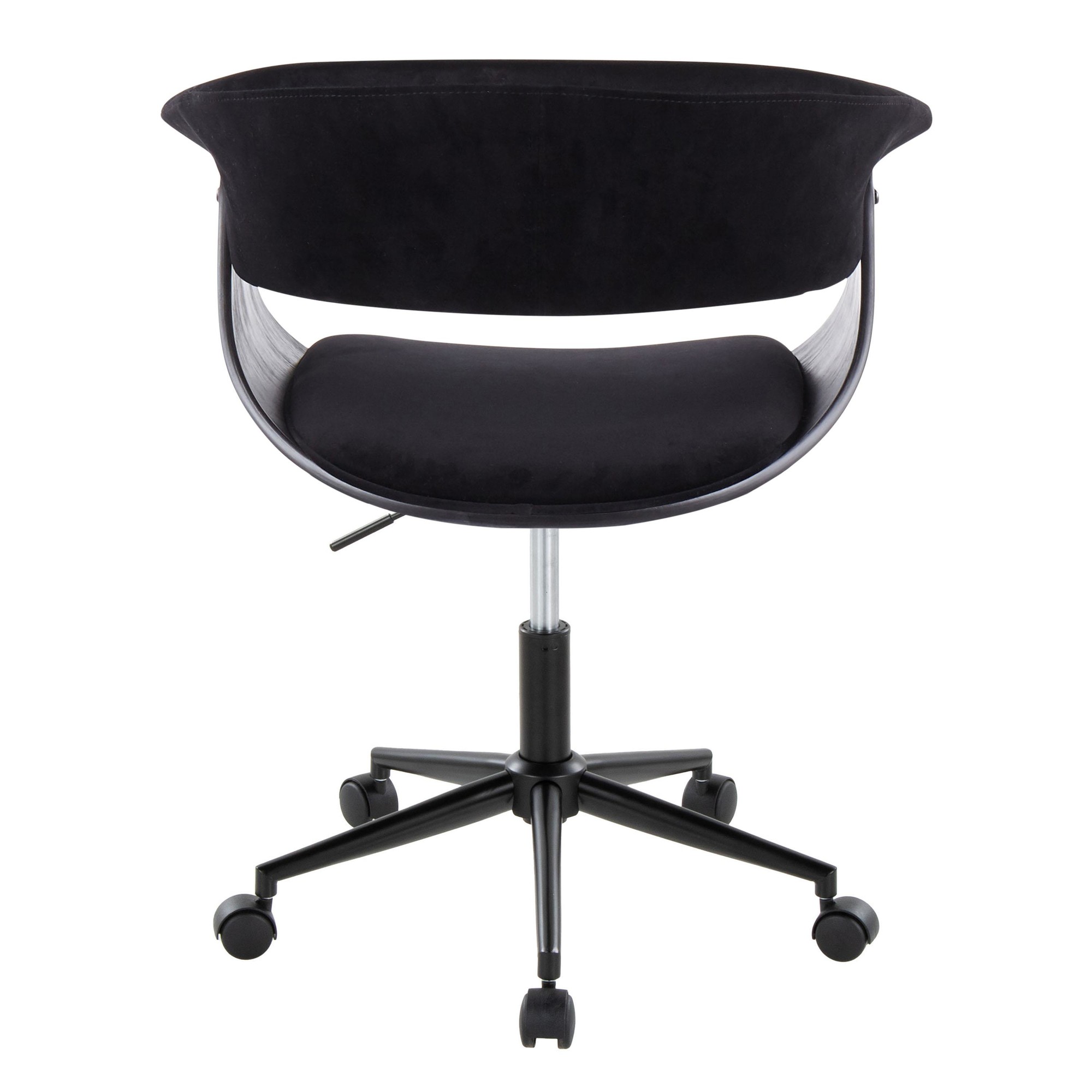 Vintage Mod Black Velvet Mid-Century Modern Office Chair 6 Vintage Mod Black Velvet Mid-Century Modern Office Chair - Image 6