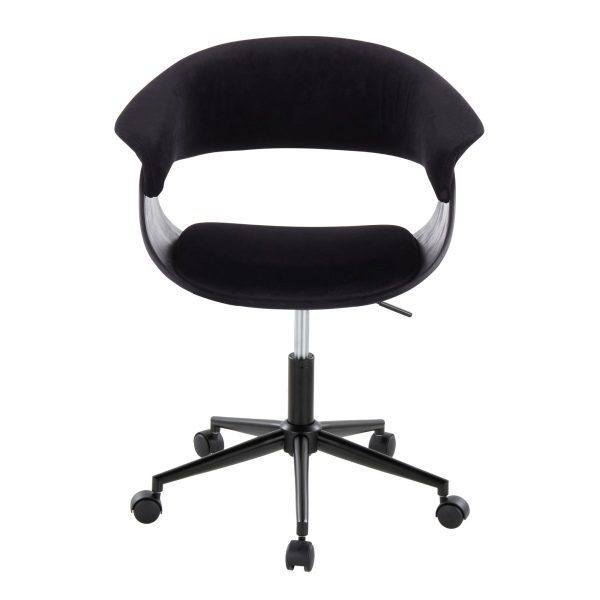 Vintage Mod Black Velvet Mid Century Modern Office Chair 6