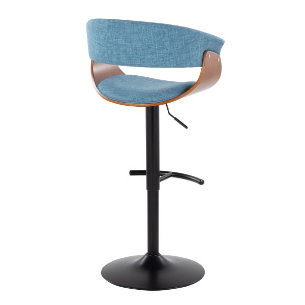 Vintage Mod Blue Mid Century Modern Adjustable Swivel Barstool Set of 2 5