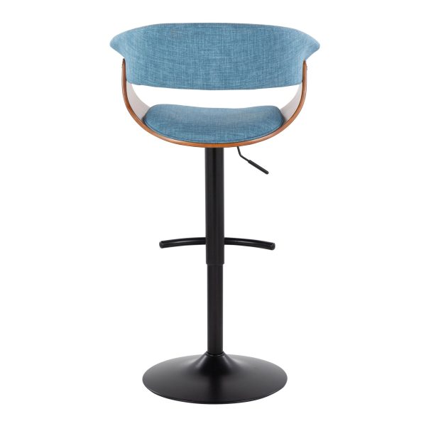 Vintage Mod Blue Mid Century Modern Adjustable Swivel Barstool Set of 2 6