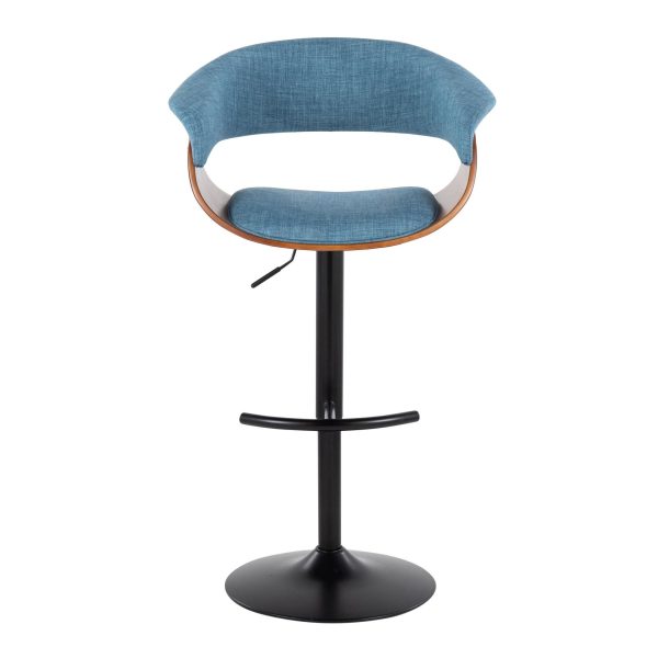 Vintage Mod Blue Mid Century Modern Adjustable Swivel Barstool Set of 2 7