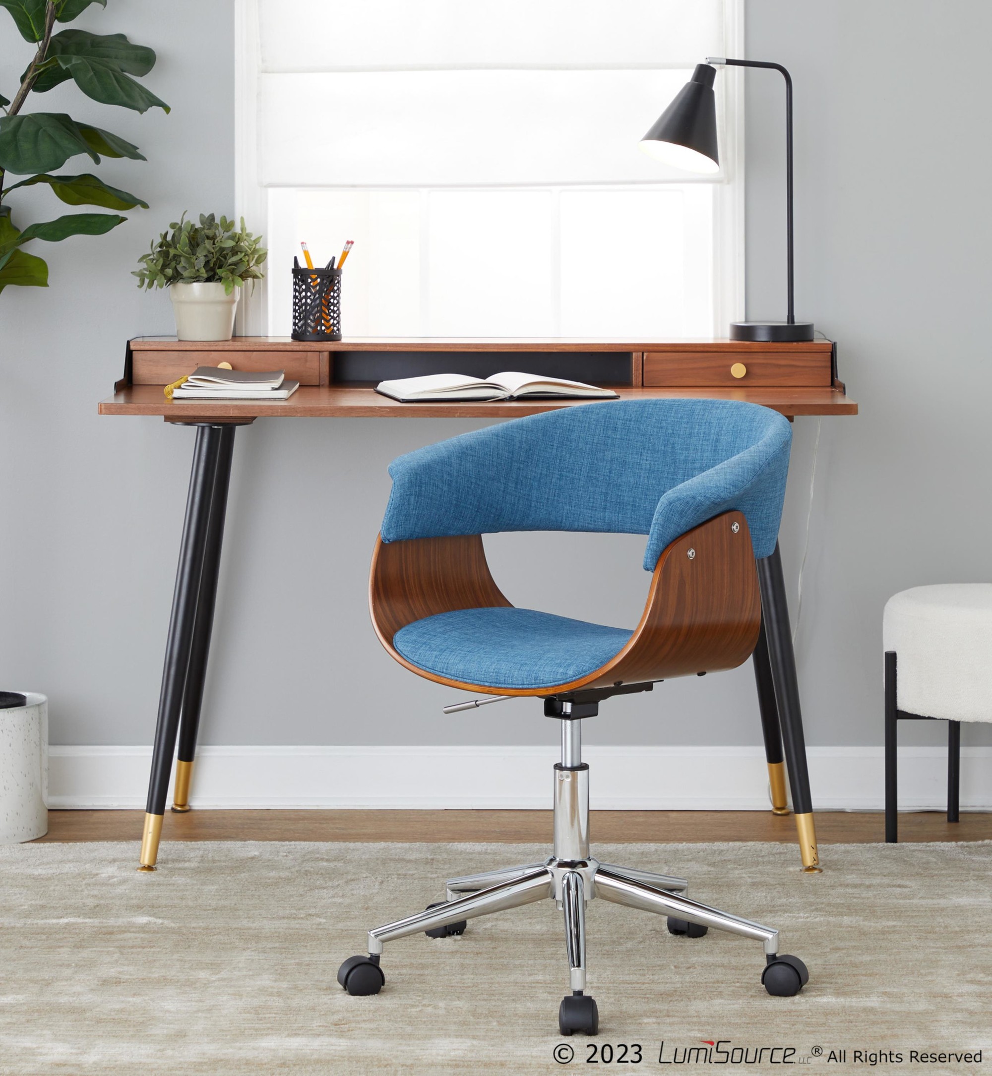 Vintage Mod Blue Mid-Century Modern Office Chair 1 Vintage Mod Blue Mid-Century Modern Office Chair