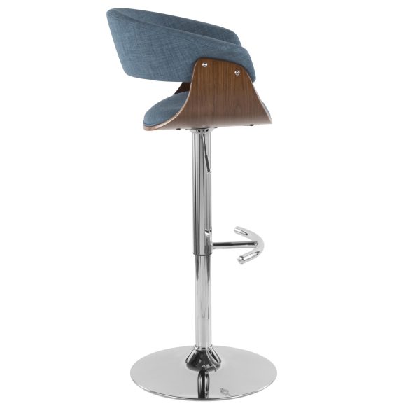 Vintage Mod Blue Mid Century Modern Swivel Barstool 3