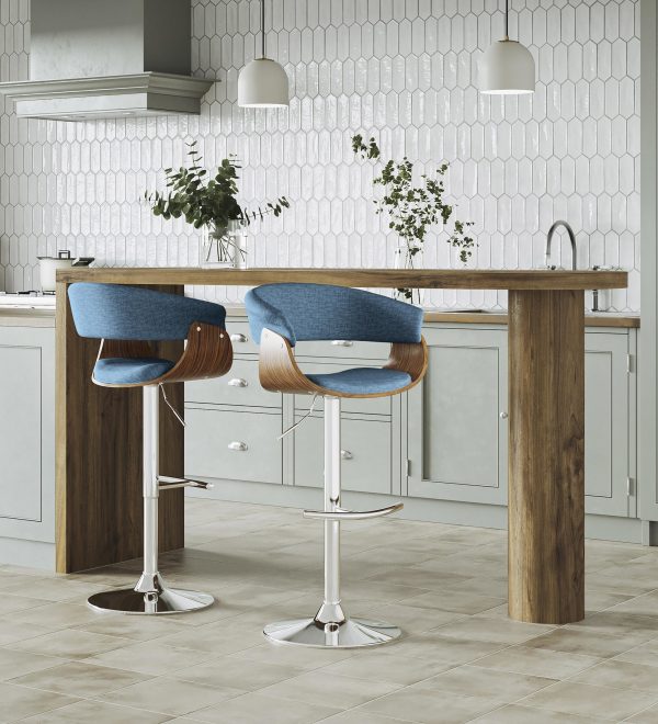 Vintage Mod Blue Mid Century Modern Swivel Barstools Set of 2 1