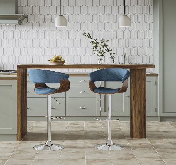 Vintage Mod Blue Mid Century Modern Swivel Barstools Set of 2 2