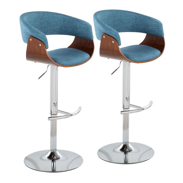 Vintage Mod Blue Mid Century Modern Swivel Barstools Set of 2 3