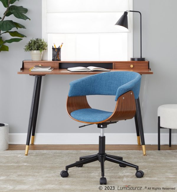 Vintage Mod Blue Mid Century Modern Swivel Office Chair 1