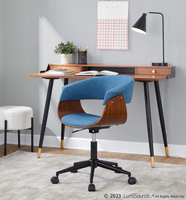 Vintage Mod Blue Mid Century Modern Swivel Office Chair