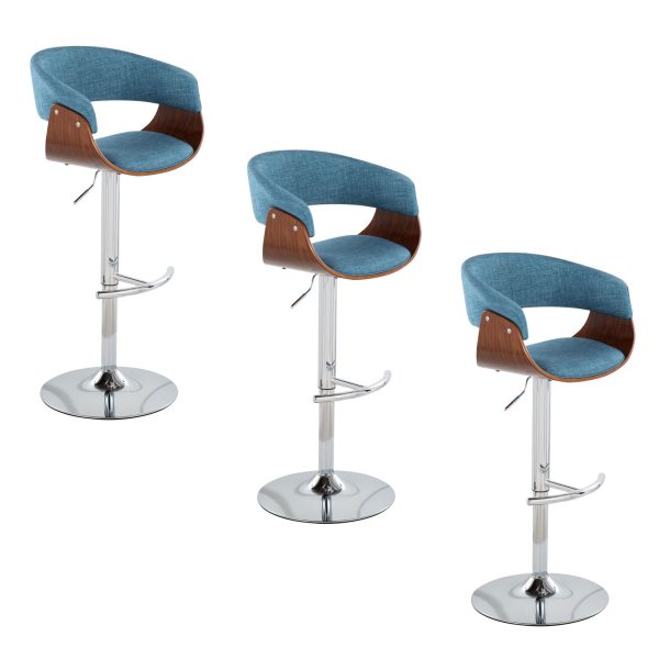 Vintage Mod Blue Swivel Mid Century Modern Barstool Set of 3 10