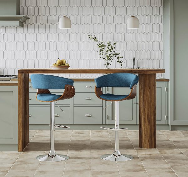 Vintage Mod Blue Swivel Mid Century Modern Barstool Set of 3 2