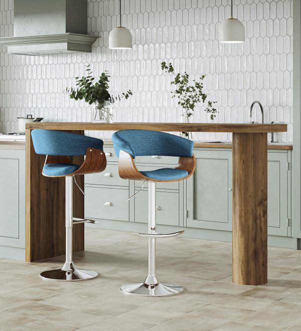Vintage Mod Blue Swivel Mid Century Modern Barstool Set of 3 3