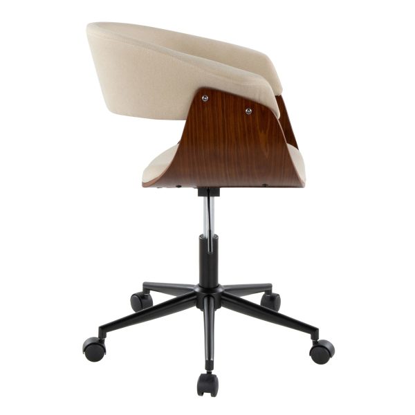 Vintage Mod Cream Fabric Mid Century Modern Office Chair 2