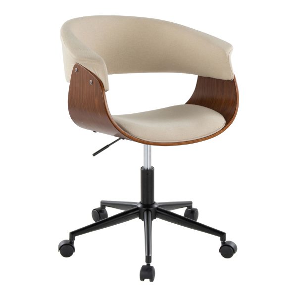 Vintage Mod Cream Fabric Mid Century Modern Office Chair 3