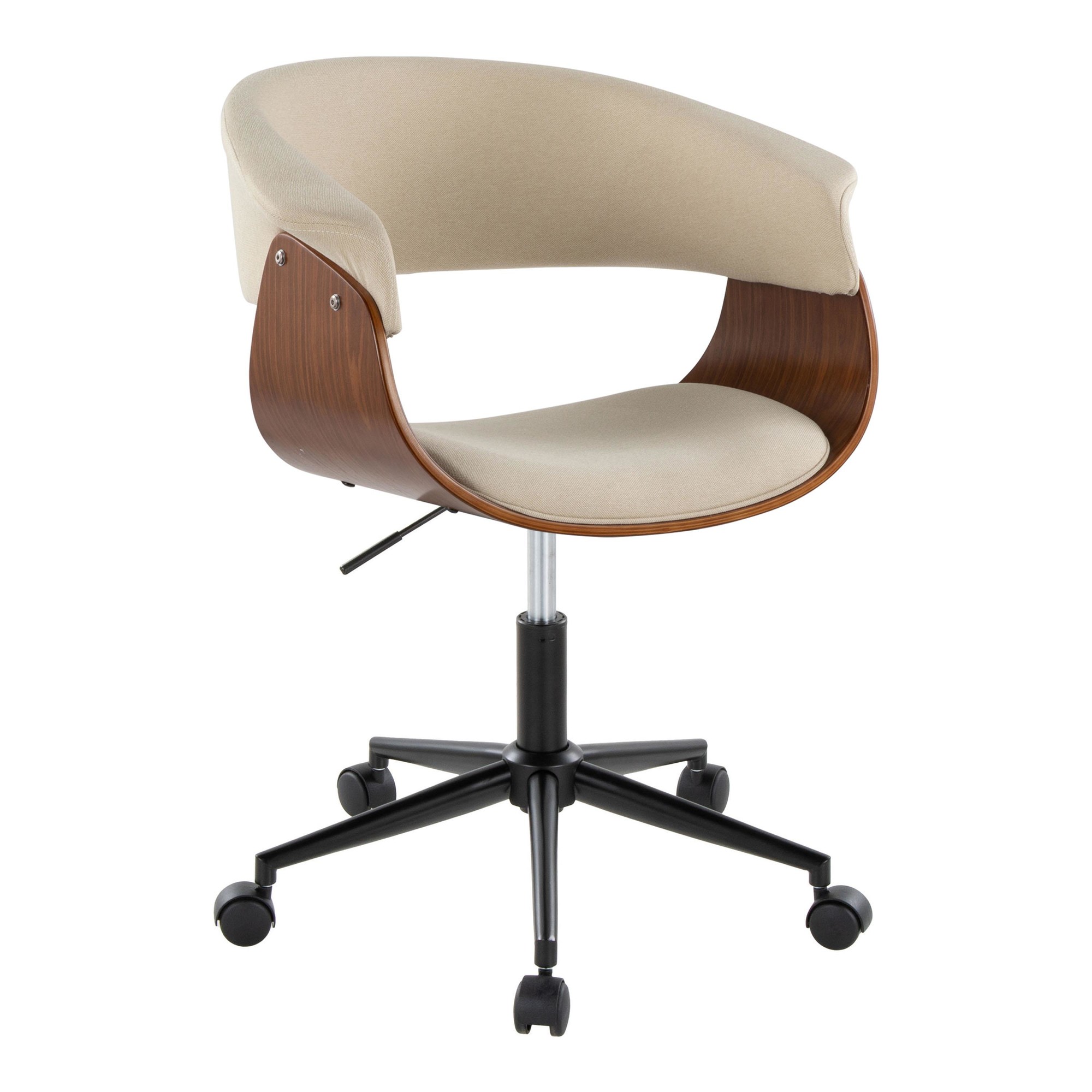 Vintage Mod Cream Fabric Mid-Century Modern Office Chair 4 Vintage Mod Cream Fabric Mid-Century Modern Office Chair - Image 4