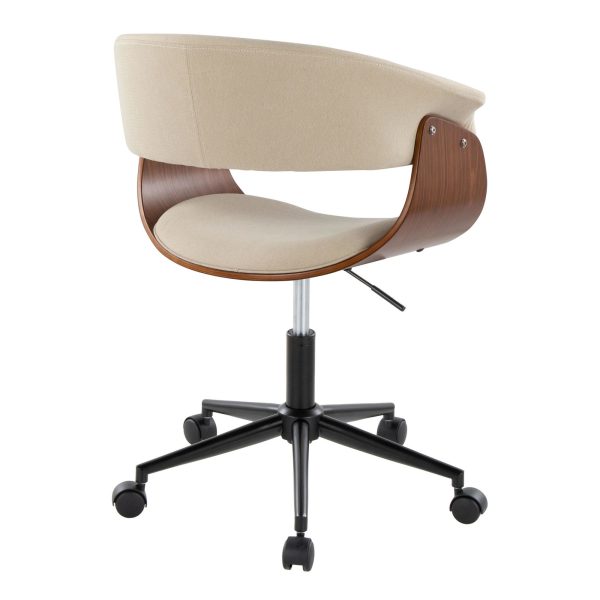 Vintage Mod Cream Fabric Mid Century Modern Office Chair 4