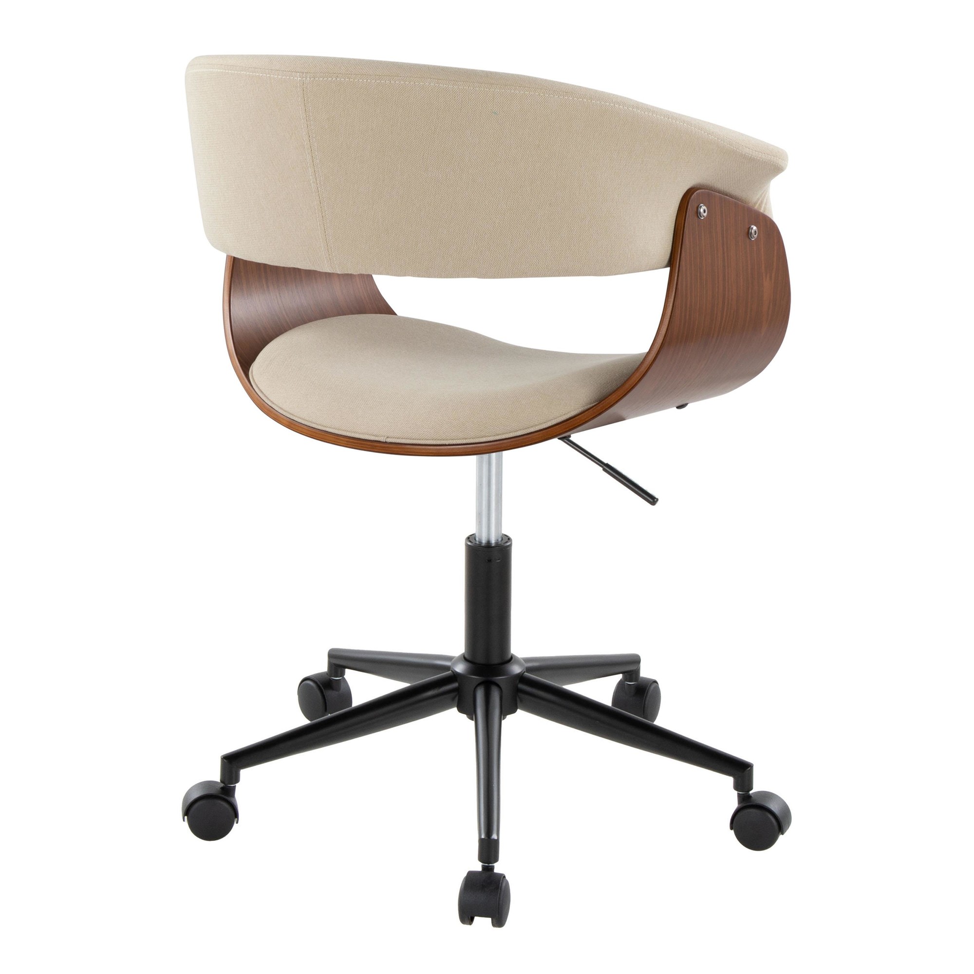 Vintage Mod Cream Fabric Mid-Century Modern Office Chair 5 Vintage Mod Cream Fabric Mid-Century Modern Office Chair - Image 5