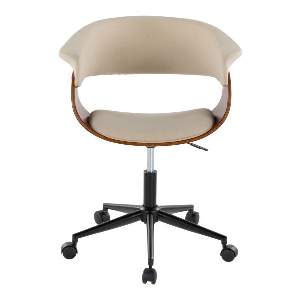 Vintage Mod Cream Fabric Mid Century Modern Office Chair 6