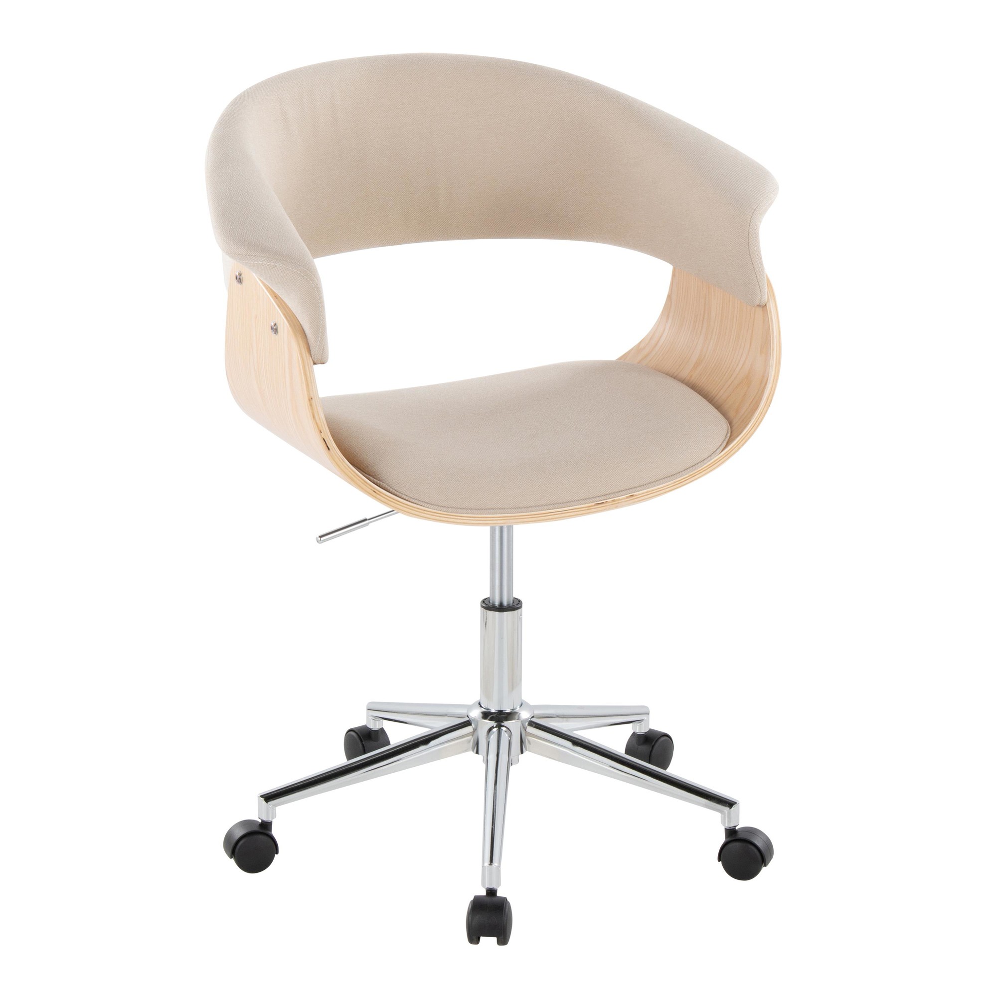 Vintage Mod Cream Fabric Mid-Century Modern Swivel Office Chair 3 Vintage Mod Cream Fabric Mid-Century Modern Swivel Office Chair - Image 3