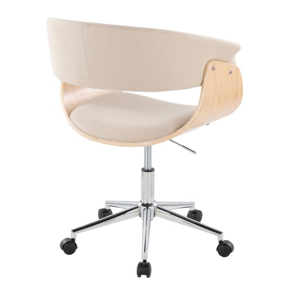Vintage Mod Cream Fabric Mid Century Modern Swivel Office Chair 4