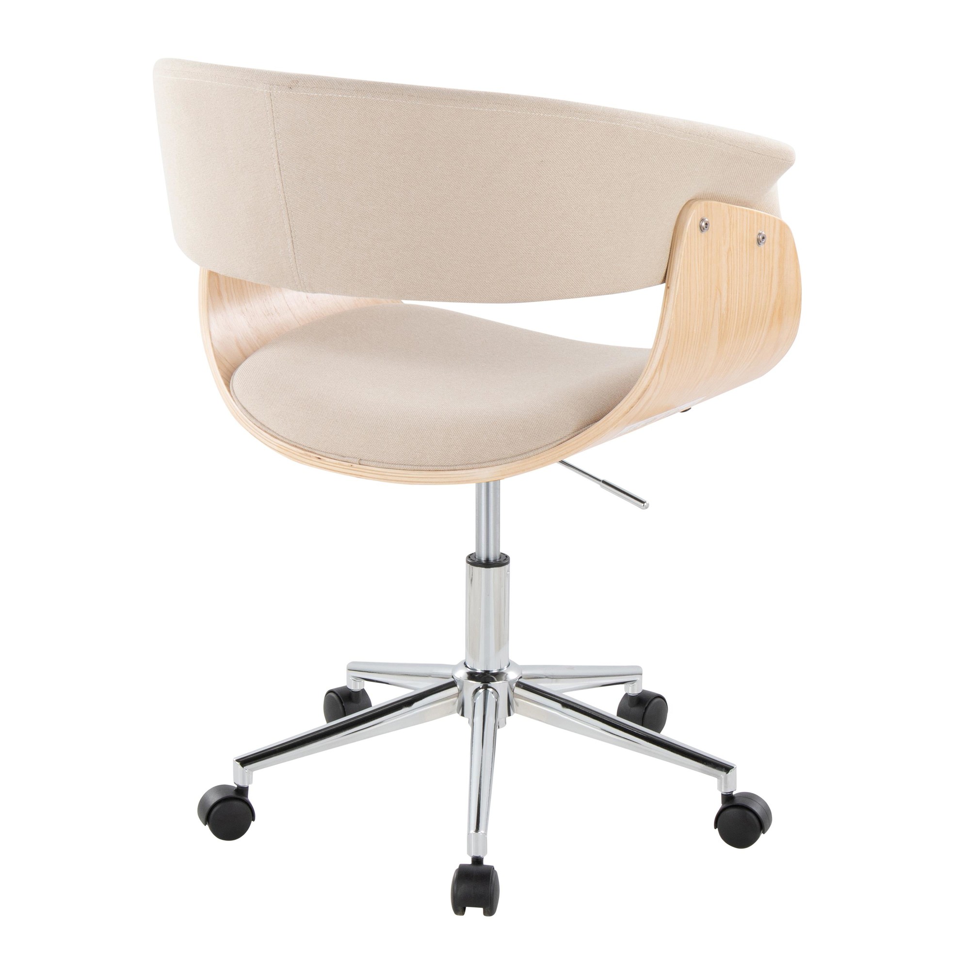 Vintage Mod Cream Fabric Mid-Century Modern Swivel Office Chair 5 Vintage Mod Cream Fabric Mid-Century Modern Swivel Office Chair - Image 5