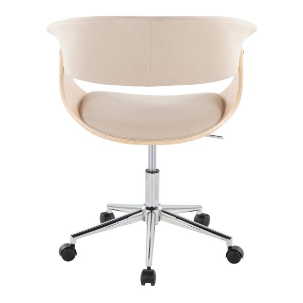 Vintage Mod Cream Fabric Mid Century Modern Swivel Office Chair 5