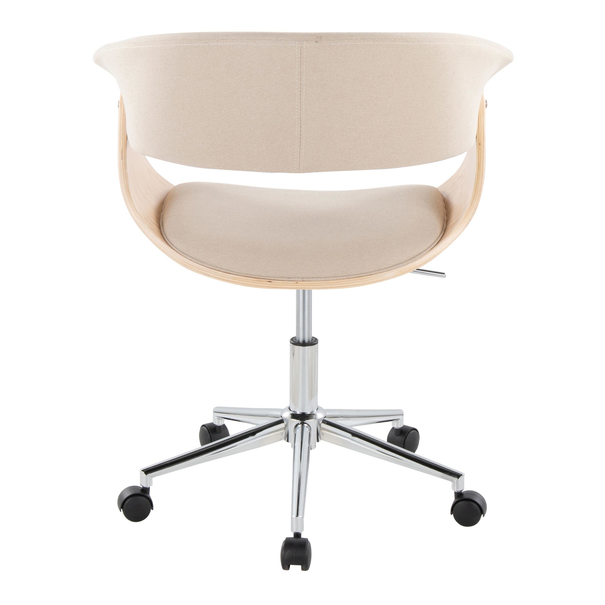 Vintage Mod Cream Fabric Mid-Century Modern Swivel Office Chair 6 Vintage Mod Cream Fabric Mid-Century Modern Swivel Office Chair - Image 6