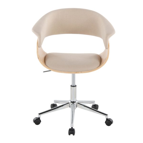 Vintage Mod Cream Fabric Mid Century Modern Swivel Office Chair 6