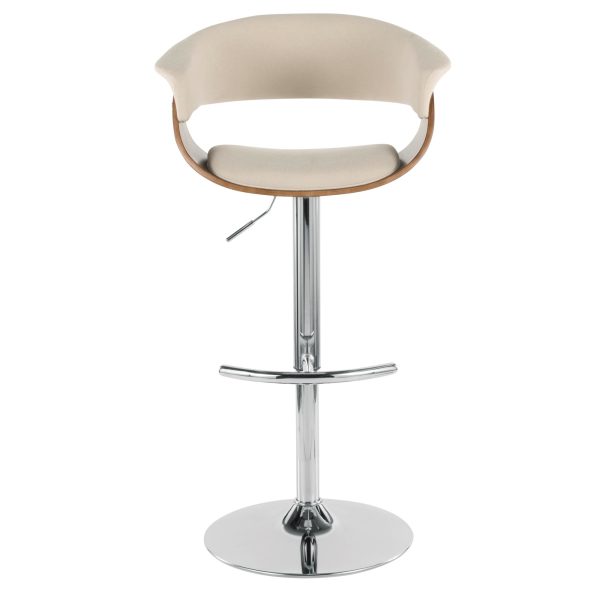 Vintage Mod Cream Fabric Walnut Swivel Barstools Set of 2 10