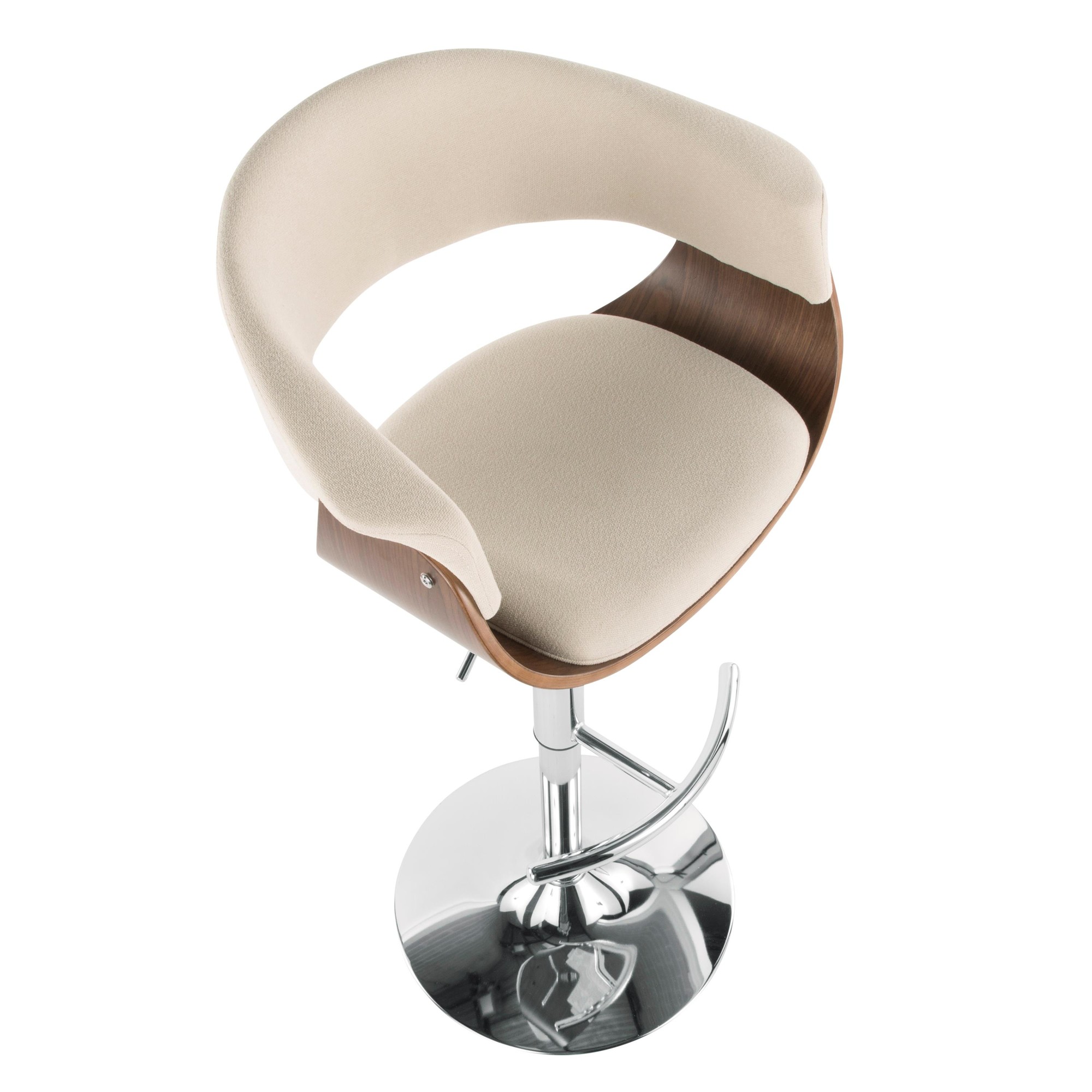 Vintage Mod Cream Fabric Walnut Swivel Barstools (Set of 2) 12 Vintage Mod Cream Fabric Walnut Swivel Barstools (Set of 2) - Image 12