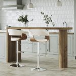 Vintage Mod Cream Fabric Walnut Swivel Barstools (Set of 2) 17 Vintage Mod Cream Fabric Walnut Swivel Barstools (Set of 2)