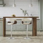 Vintage Mod Cream Fabric Walnut Swivel Barstools (Set of 2) 18 Vintage Mod Cream Fabric Walnut Swivel Barstools (Set of 2)