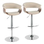 Vintage Mod Cream Fabric Walnut Swivel Barstools (Set of 2) 19 Vintage Mod Cream Fabric Walnut Swivel Barstools (Set of 2)