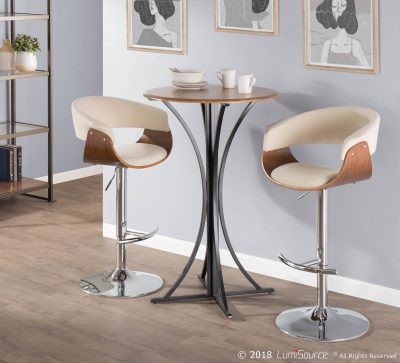 Vintage Mod Cream Fabric Walnut Swivel Barstools (Set of 2)