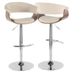 Vintage Mod Cream Fabric Walnut Swivel Barstools (Set of 2) 20 Vintage Mod Cream Fabric Walnut Swivel Barstools (Set of 2)